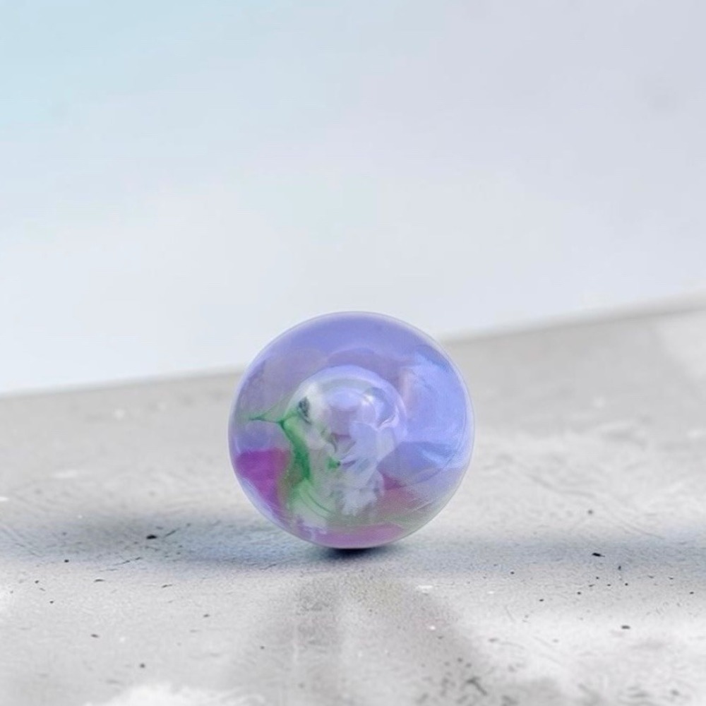 Hand Blown Art Glass Paperweight Lavender Green Magenta Signed C11G 2 inch